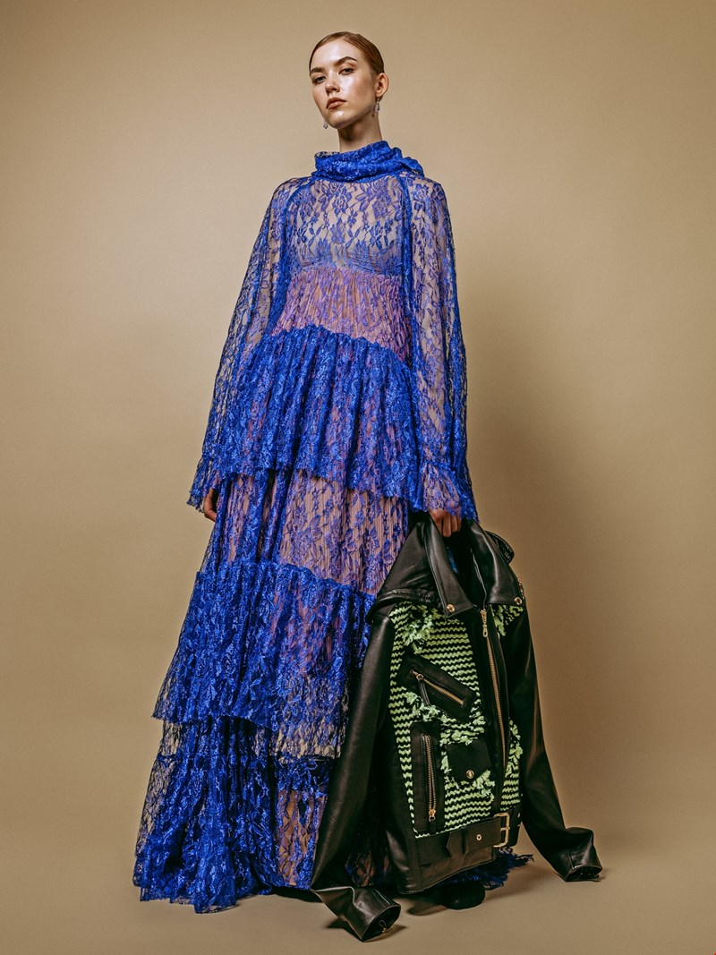 lace dress MIIA HALMESMAA, leather jacket AINO HEINIÖ