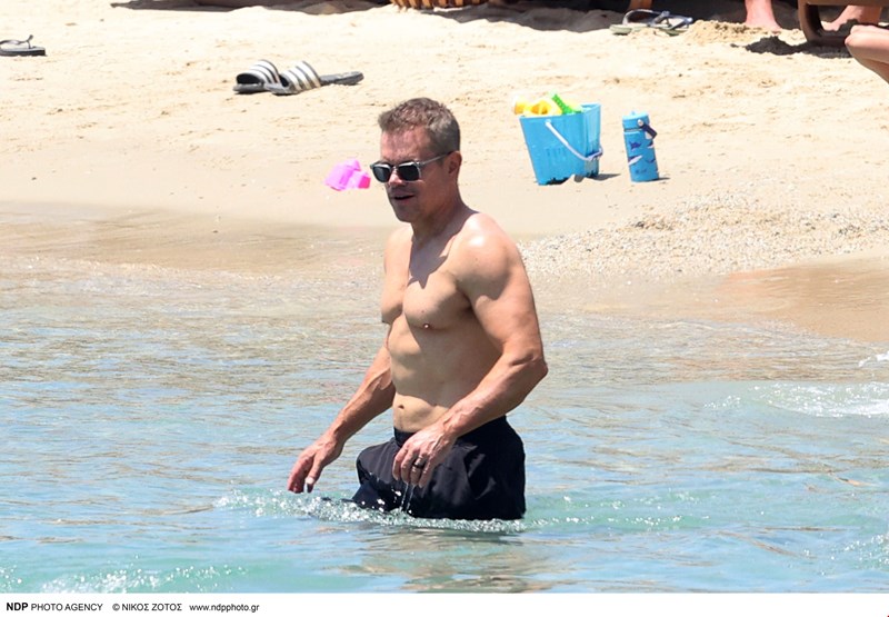 Matt Damon, Luciana Barroso, Μύκονος, Αυγ.2024