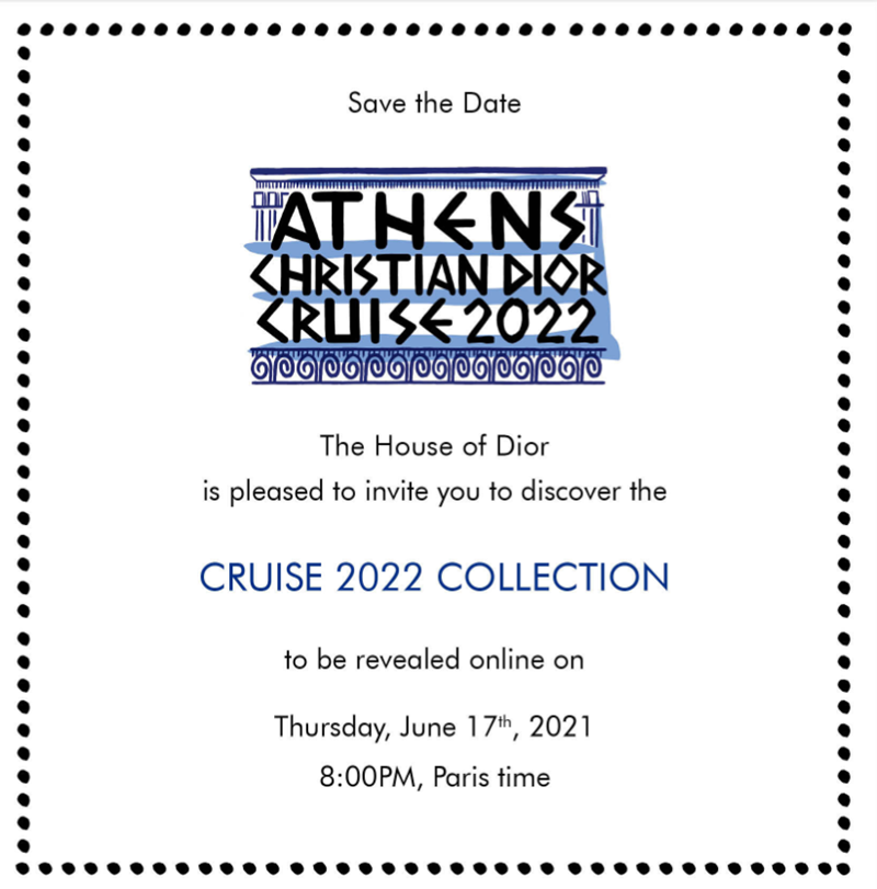 Dior Cruise 2022 Save the date