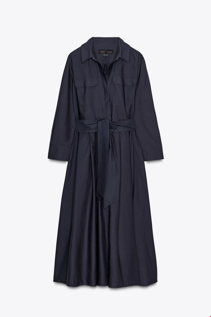 Μίντι φόρεμα από βαμβακερό ύφασμα ποπλίνα Zara