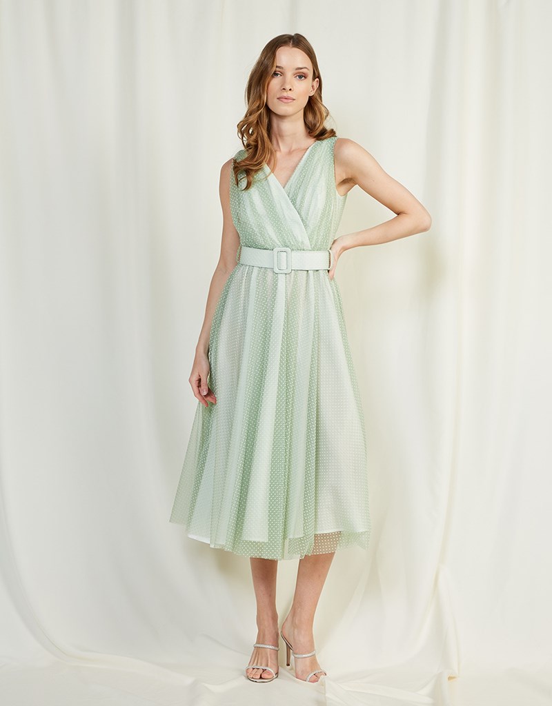 BSB πουά μίντι φόρεμα με ζώνη