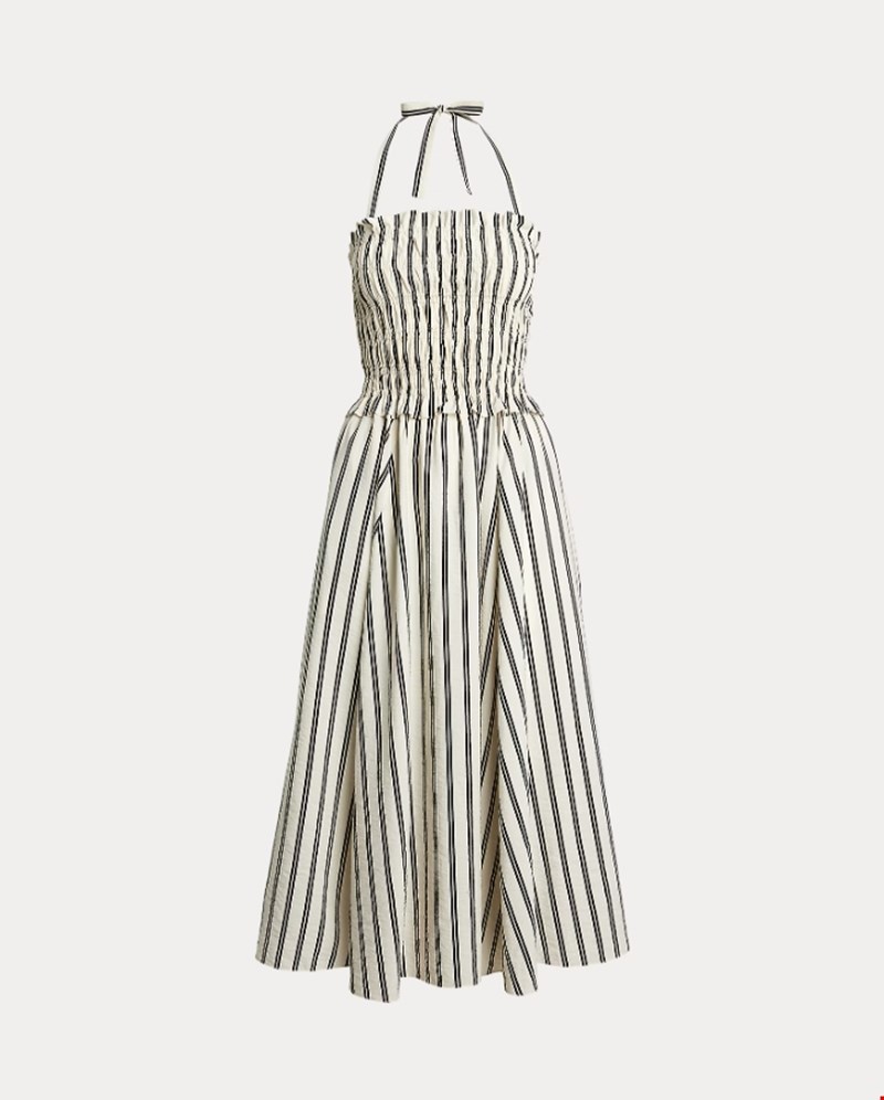 Striped Silk-Blend Dress Ralph Lauren