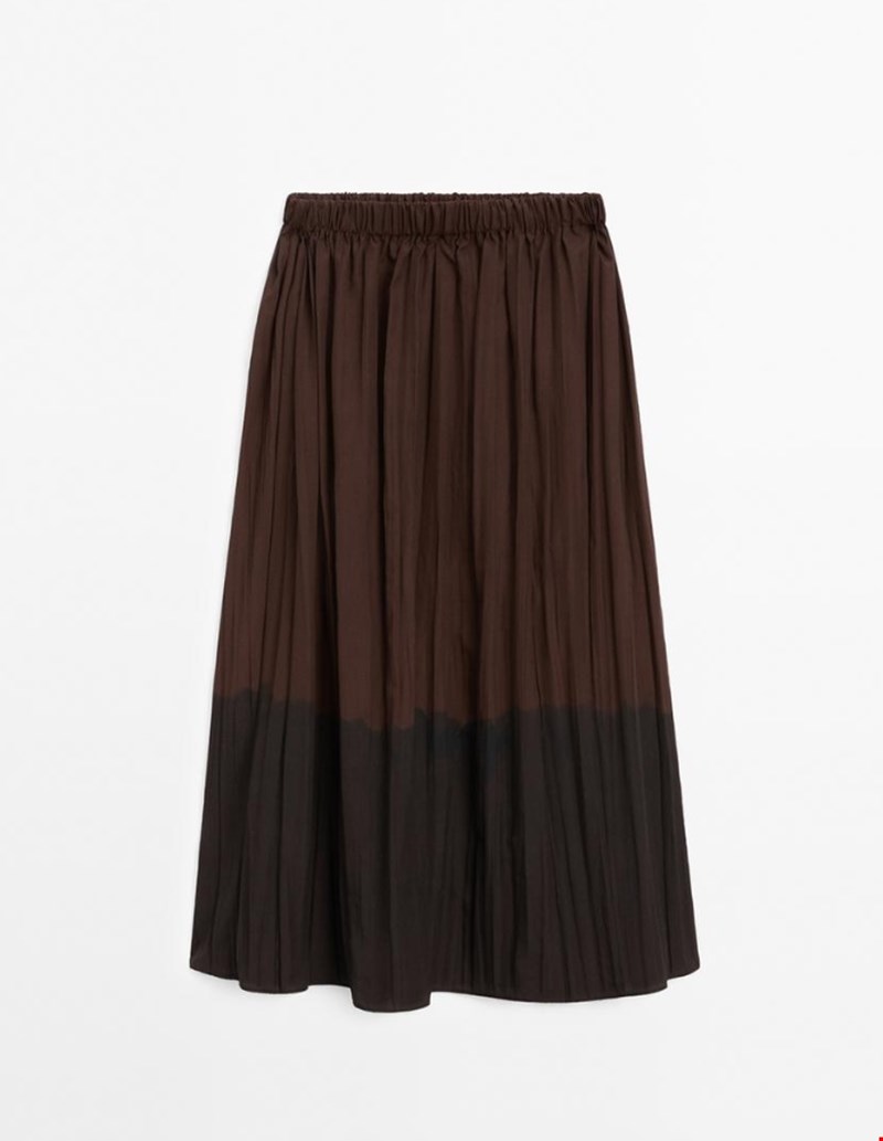 Μακριά πλισέ κλος φούστα Massimo Dutti