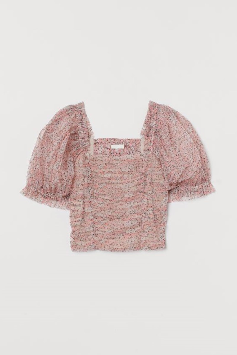 Puff-sleeved top με τετράγωνη λαιμόκοψη Η&Μ, hm.com