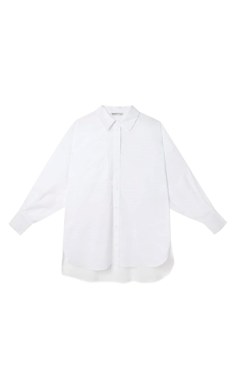 Πουκάμισο oversized από ποπλίνα Stradivarius, stradivarius.com