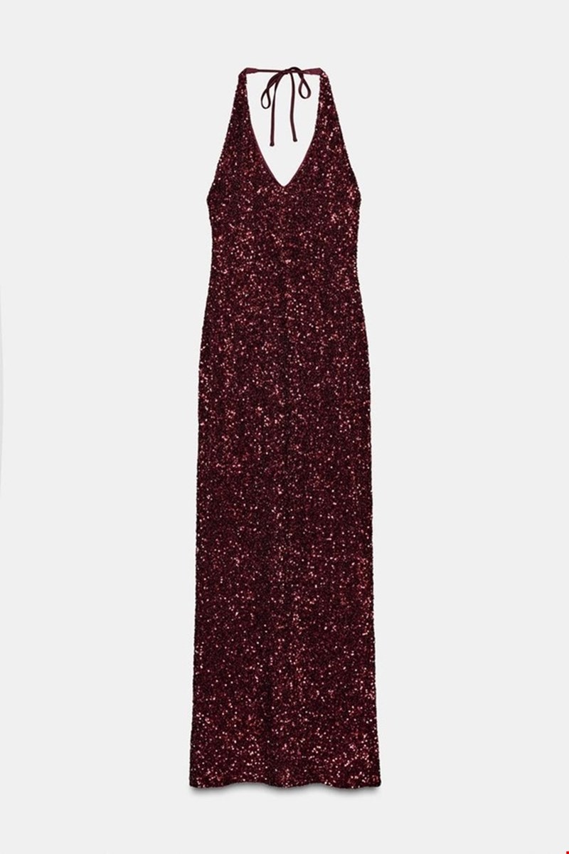 Φόρεμα με V ντεκολτέ και παγιέτες, Zara