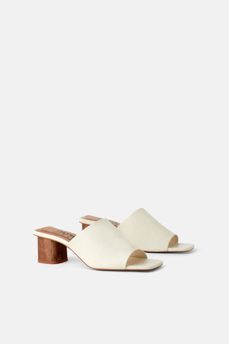 δερμάτινο mule με ξύλινο τακούνι, ZARA