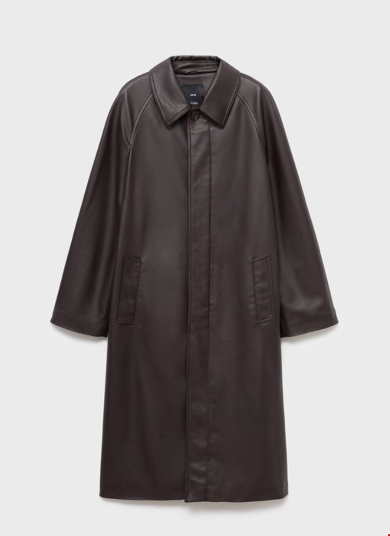 Καπαρντίνα μακριά από συνθετικό δέρμα, Mango