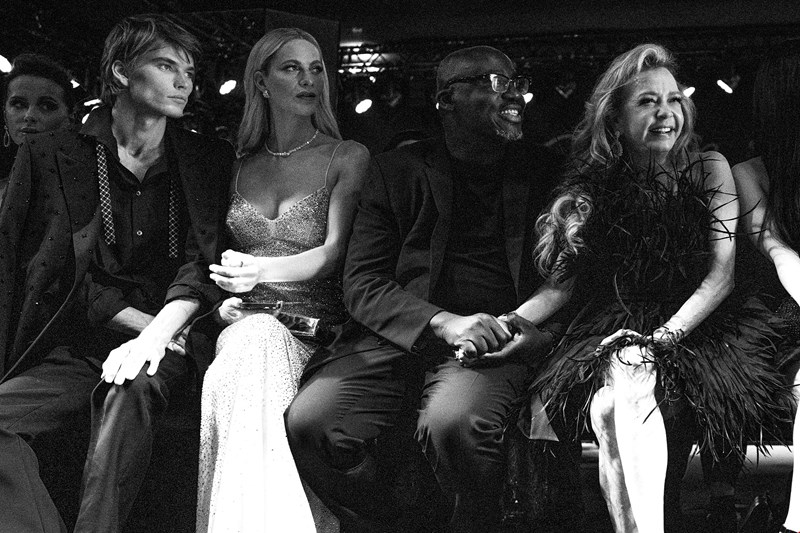 Jordan Barrett Poppy Delevingne Edward Enninful Caroline Scheufele on front row