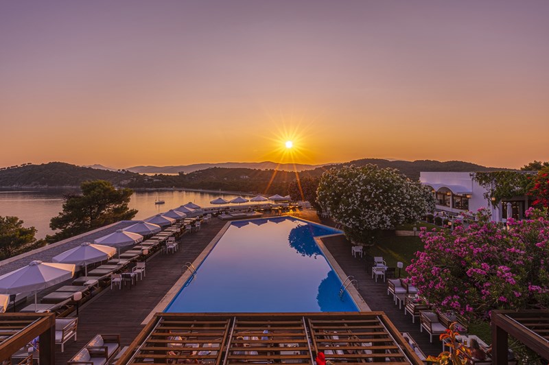 SKIATHOS PALACE Swimming Pool Area-Sunset