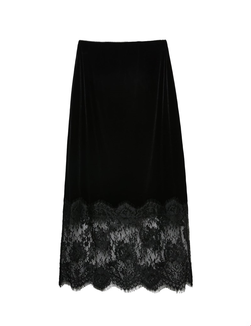 Velvet Lace Detail Midi Pencil Φούστα M&S
