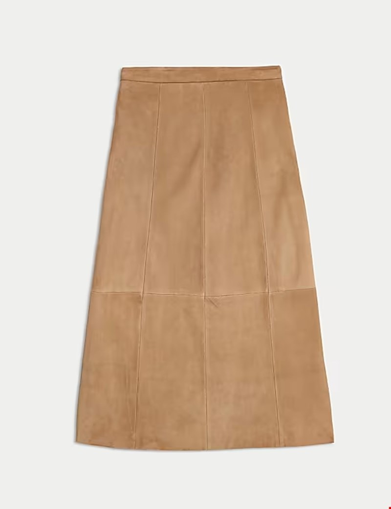 Σουέντ μίντι φούστα σε ίσια γραμμή Marks & Spencer