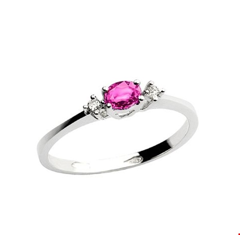 Δαχτυλίδι Gems από λευκό χρυσό 18K με ροζ ζαφείρι και διαμάντια μπριγιάν