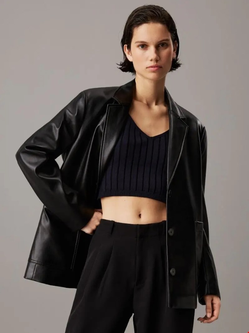 Άνετο Σακάκι Από Συνθετικό Δέρμα Calvin Klein