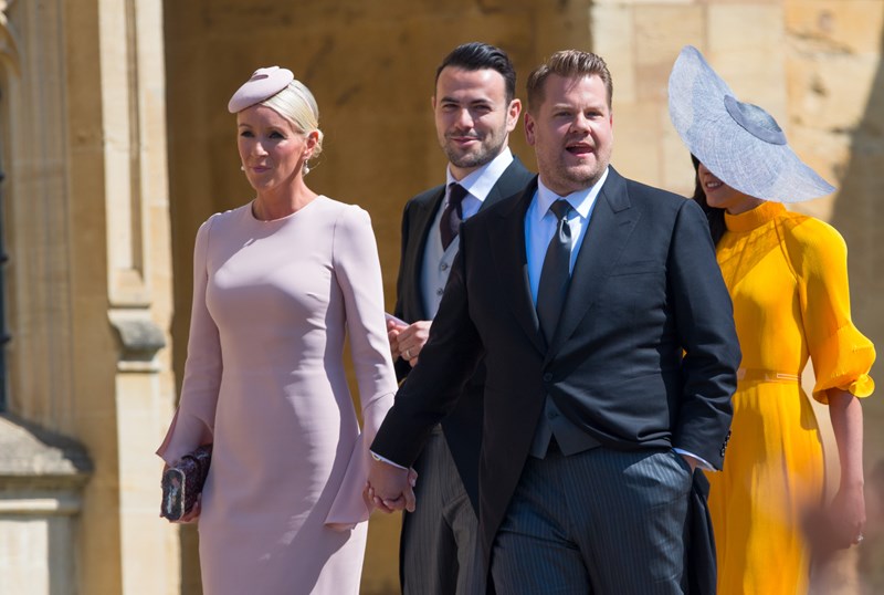 James Corden and wife - royal wedding meghan harry 2018