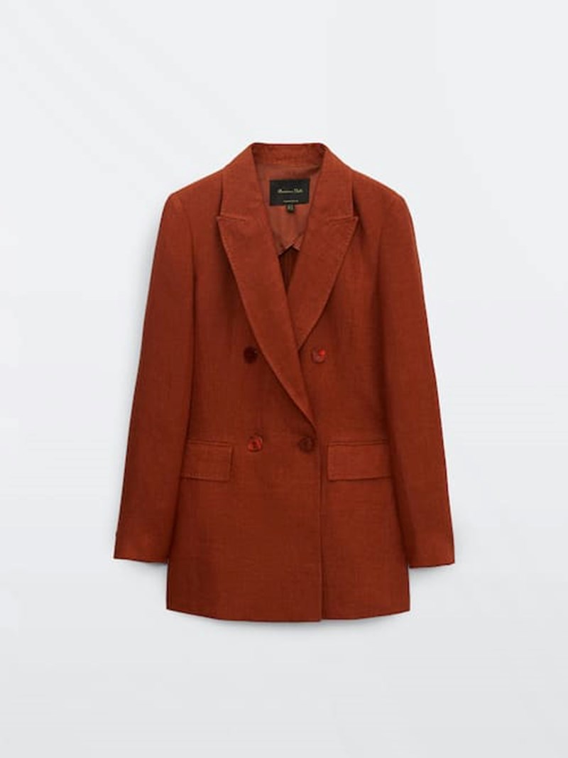 Σταυρωτό σακάκι από 100% λινό Massimo Dutti