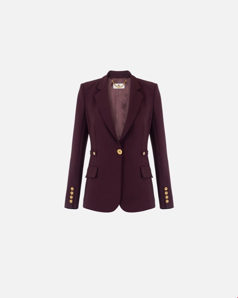 Jacket in lightweight crepe fabric with jewel details,  Elisabetta Franchi.