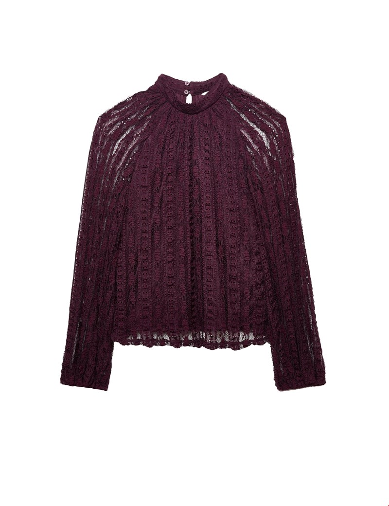 Lace Μπορντό Πουκάμισο M&S
