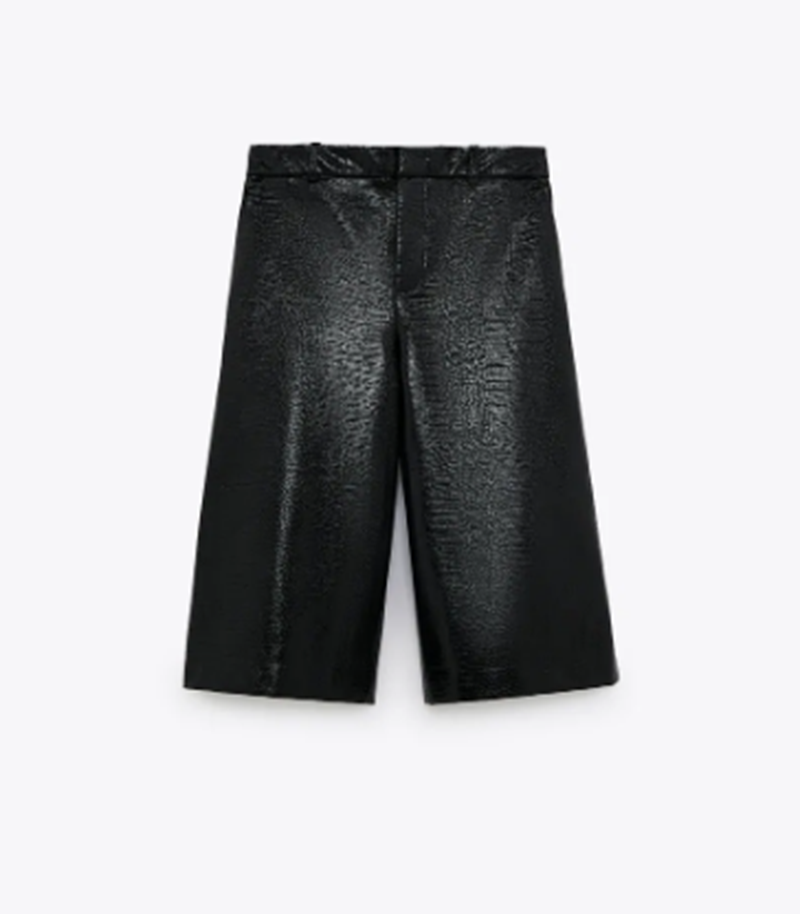 faux leather βερμούδα, Zara