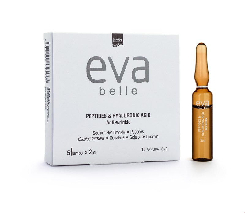 Συσκευασία του προϊόντος Eva Belle PEPTIDES & HYALURONIC ACID της InterMed.
