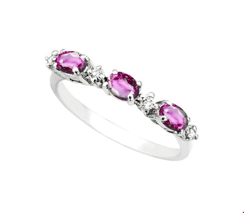Δαχτυλίδι Gems από λευκό χρυσό 18K με ροζ ζαφείρια και διαμάντια μπριγιάν