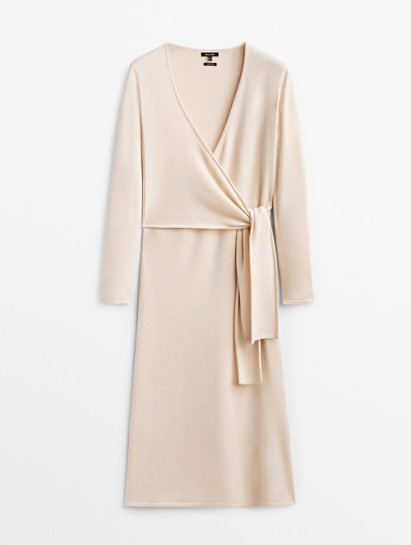 Πλεκτό κρουαζέ φόρεμα από μαλλί Massimo Dutti