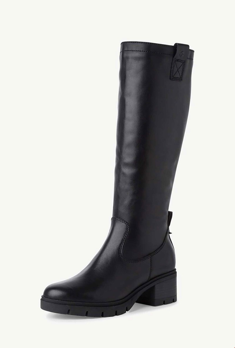 Μαύρες δερμάτινες μπότες Tamaris notos