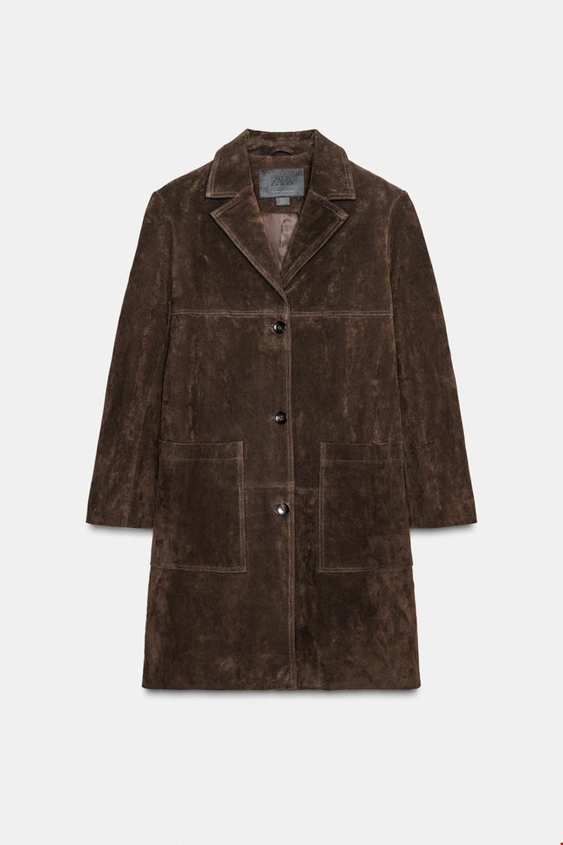 Παλτό από 100% σουέτ δέρμα Zara