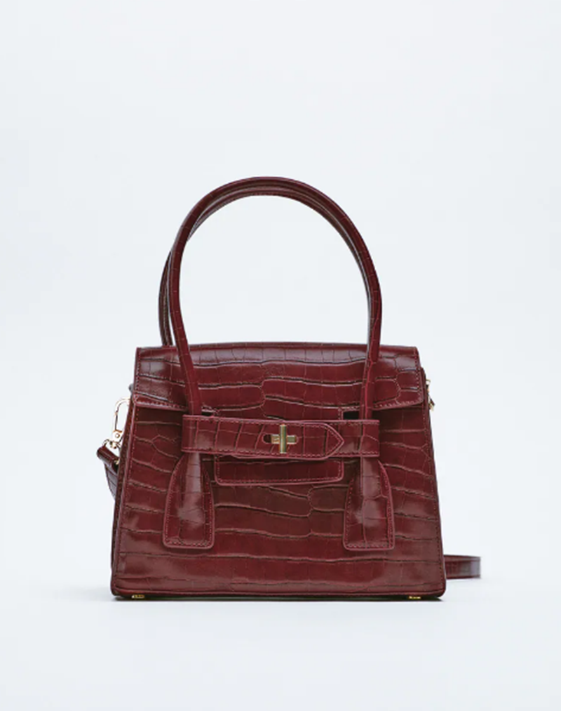 Τσάντα κροκό με διπλή λαβή Zara