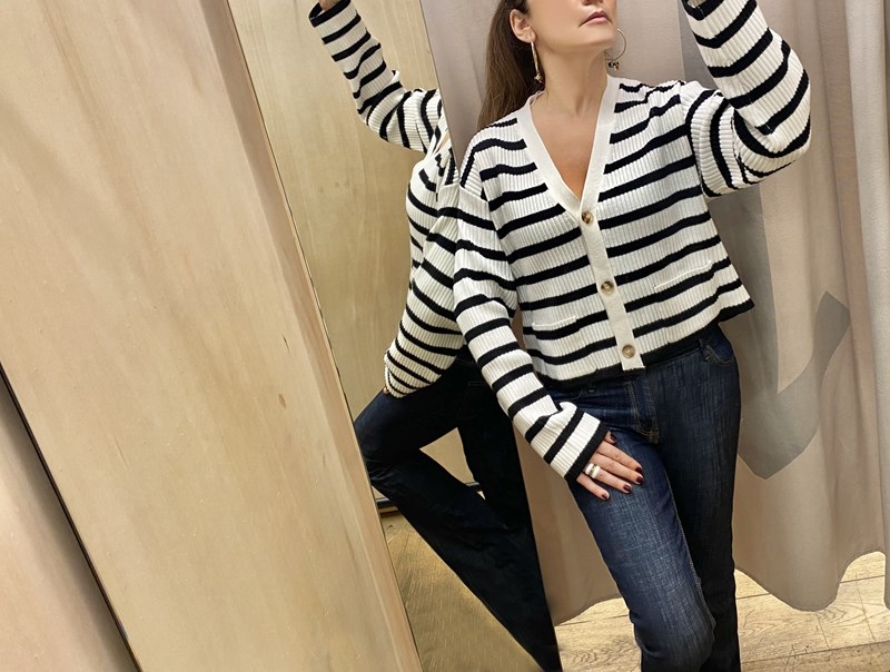Ζακέτα rib με ρίγες Bershka
