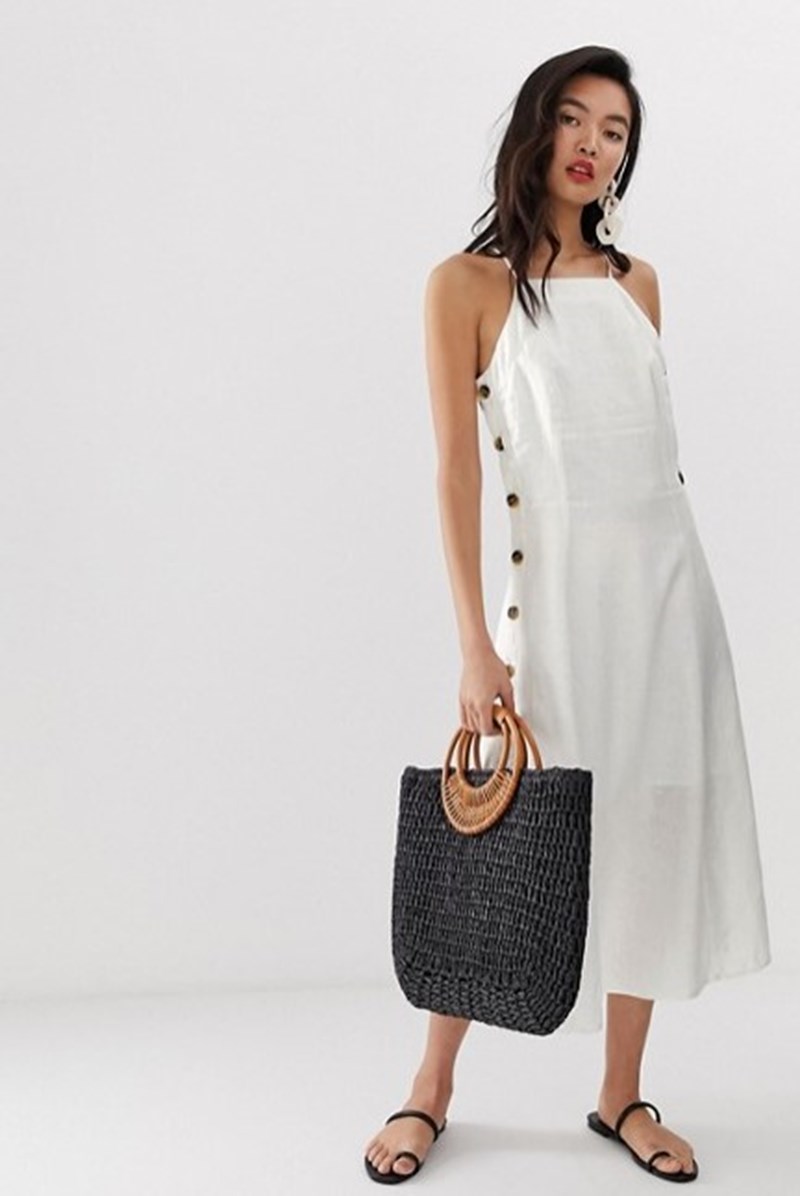 λινό φόρεμα με κουμπάκια, ASOS