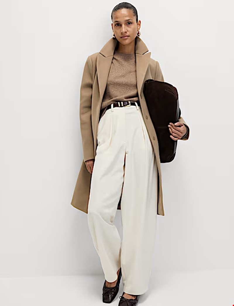 Πανωφόρι σε μακριά φαρδιά γραμμή με γιακά Marks and Spencer