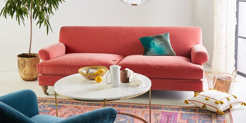 βελούδινος καναπές, Anthropologie