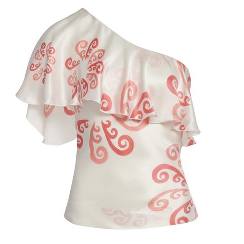 Peacock Pink One-Shoulder Silk Top Themis Z