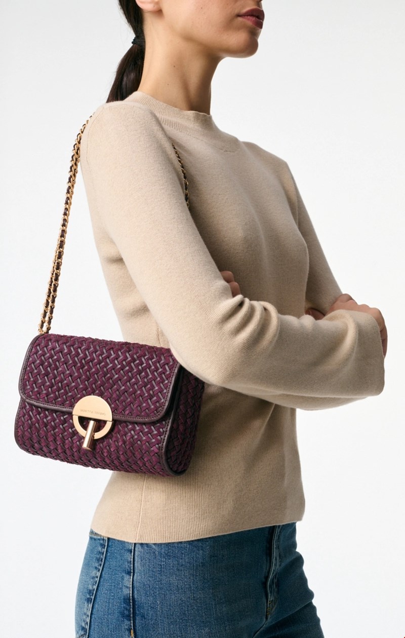 Γυναικεία τσάντα ώμου με πλεκτό σχέδιο
