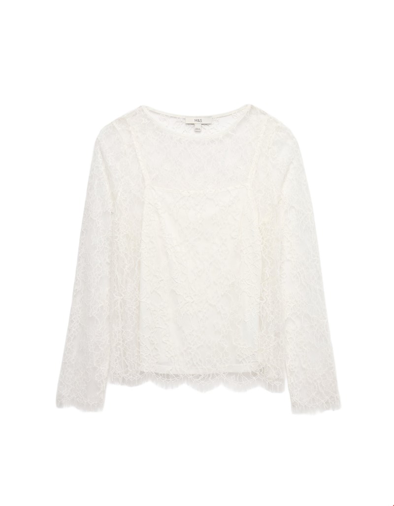 Lace Λευκή Μπλούζα M&S
