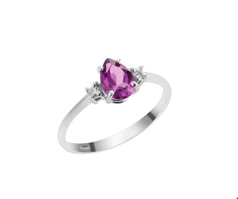 Δαχτυλίδι Gems από λευκό χρυσό 18K με ροζ ζαφείρι και διαμάντια μπριγιάν