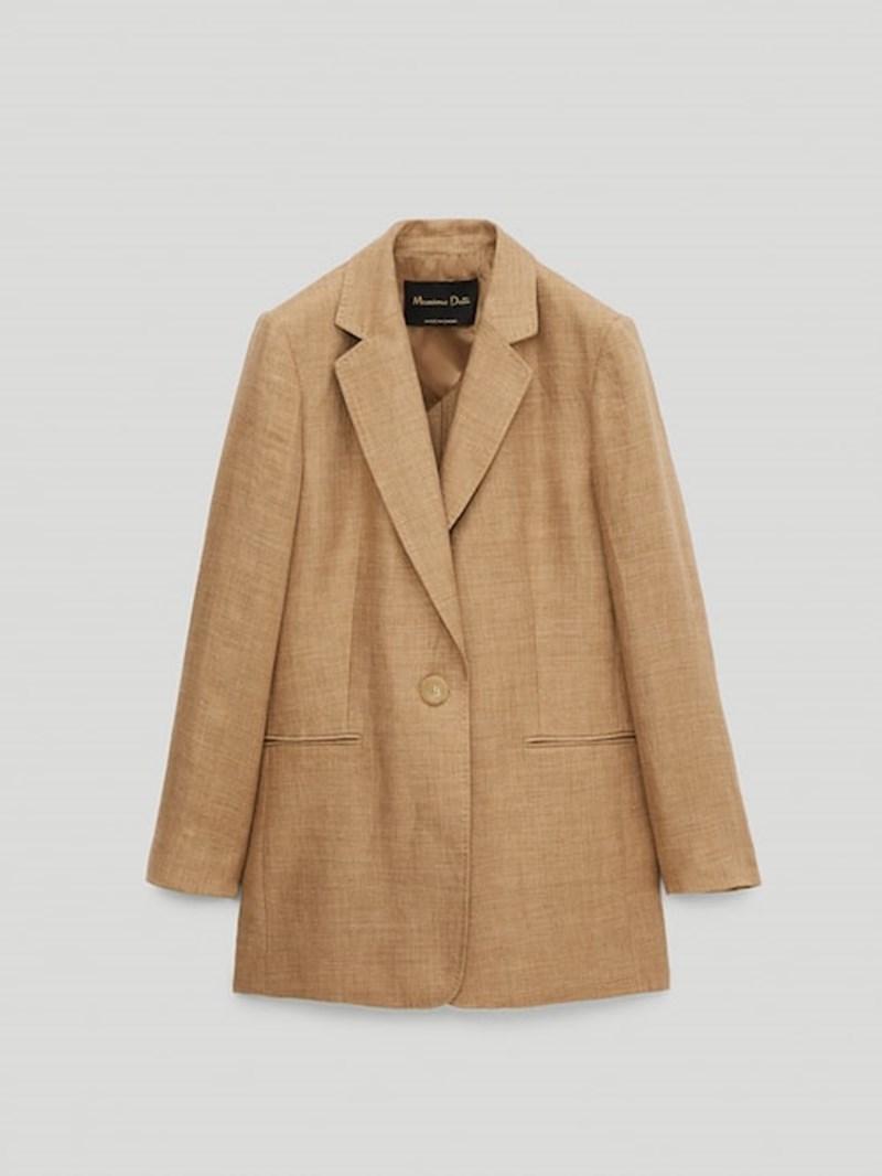 Λινό σακάκι με ένα κουμπί Massimo Dutti