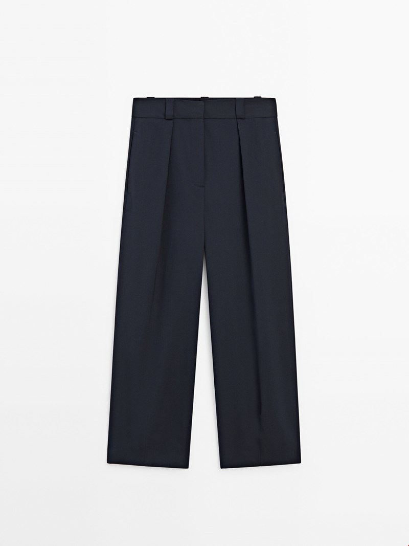 Παντελόνι με μαλλί και πιέτες, Massimo Dutti