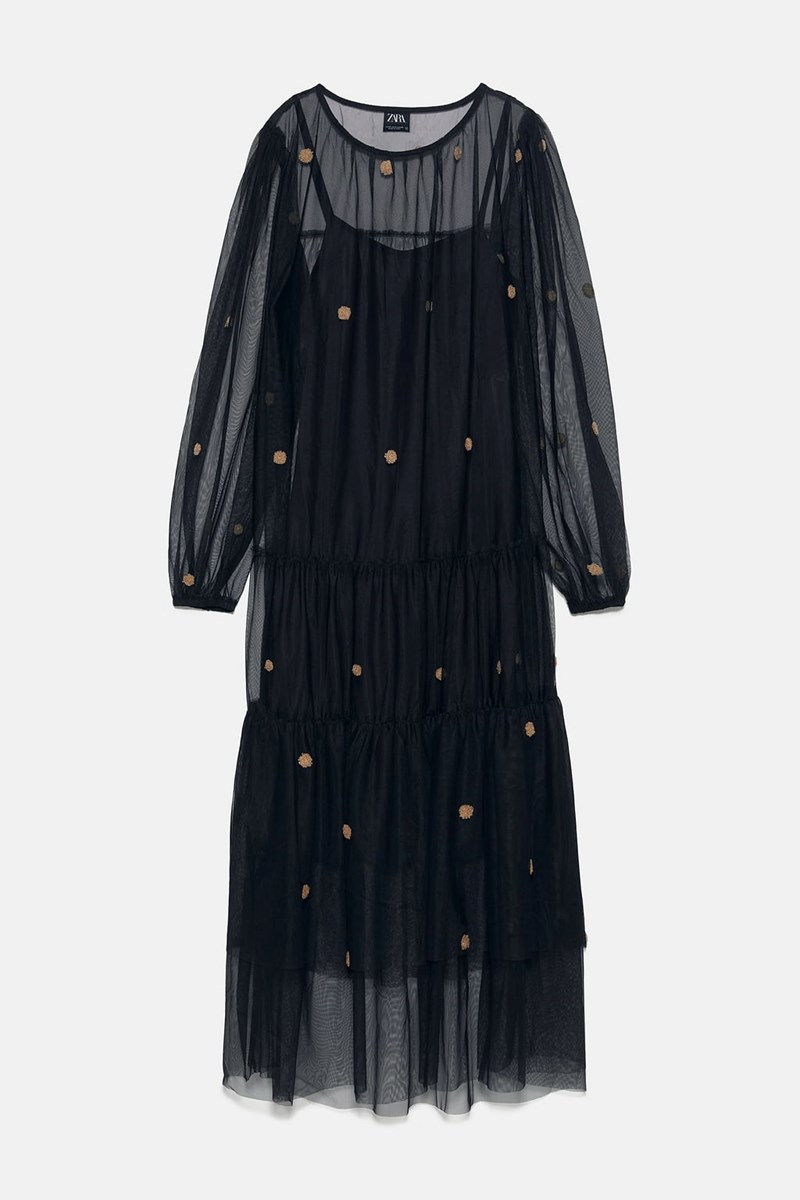 πουά φόρεμα με τούλι, Zara