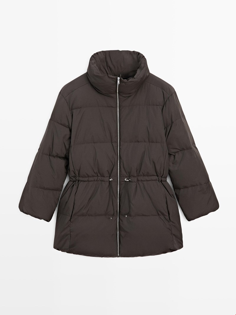 Αδιάβροχο τζάκετ με επένδυση πούπουλα και λάστιχο στη μέση Massimo Dutti