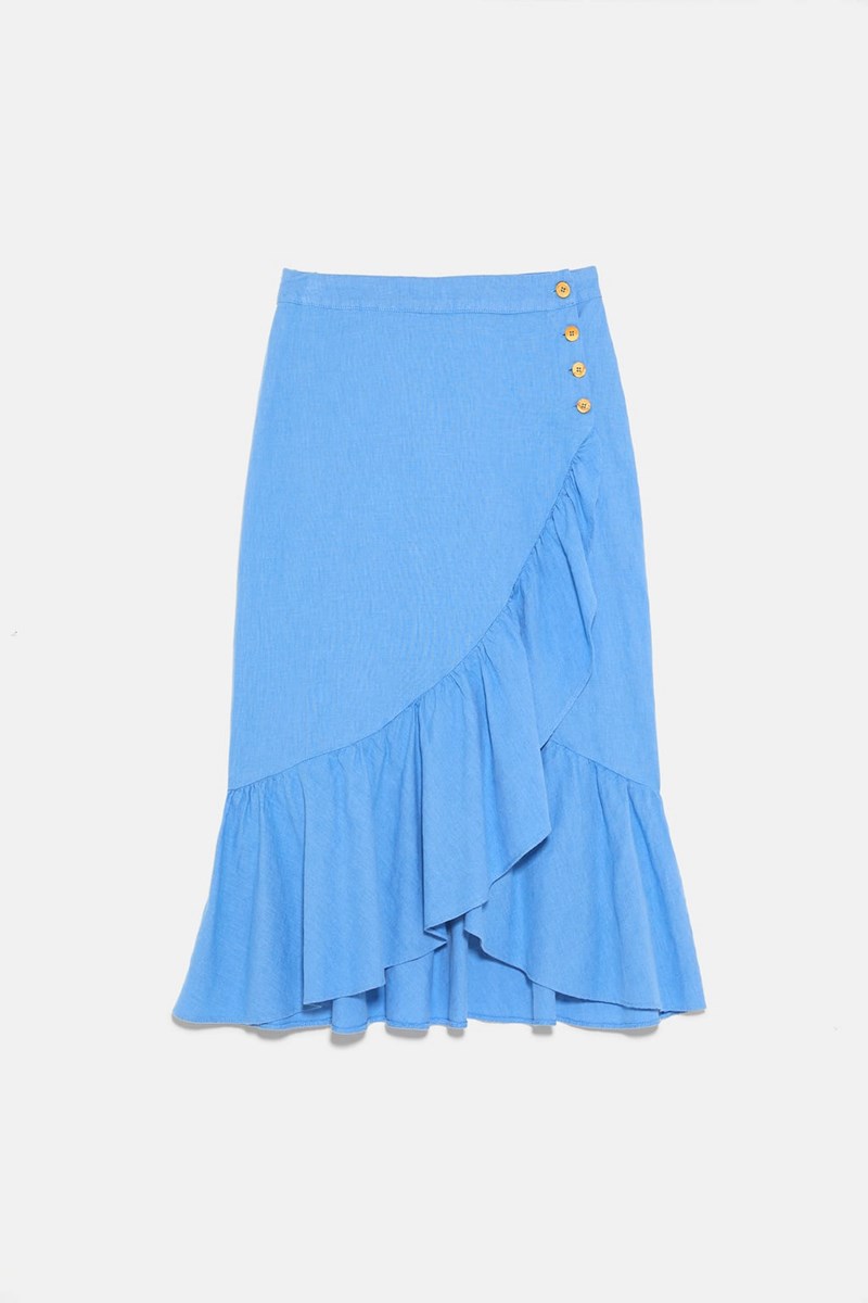 φούστα με βολάν και κουμπιά, ZARA