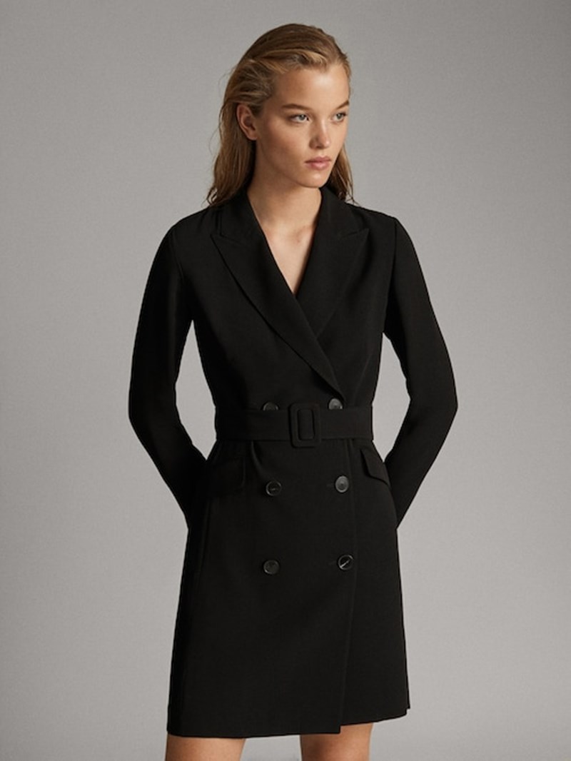 σταυρωτό φόρεμα με ζώνη, Massimo Dutti