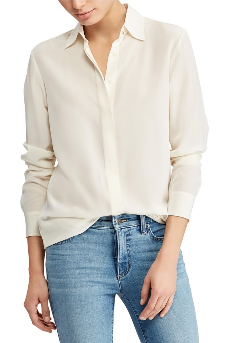 Lauren Ralph Lauren γυναικείο μεταξωτό πουκάμισο loose fit Λευκό