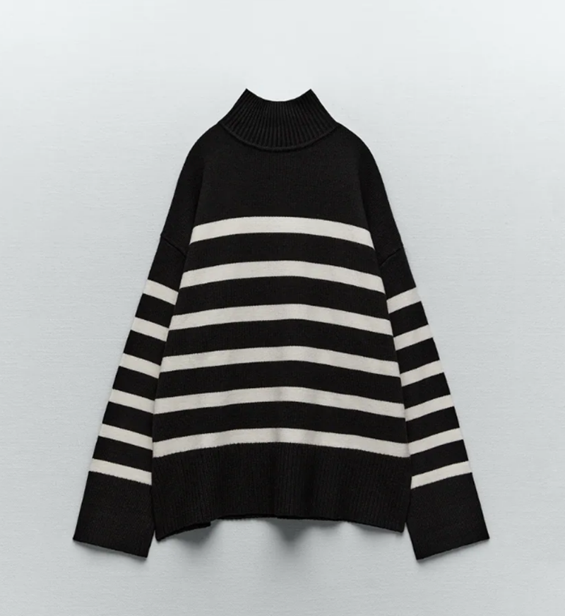 Πλεκτό πουλόβερ με ρίγες Zara