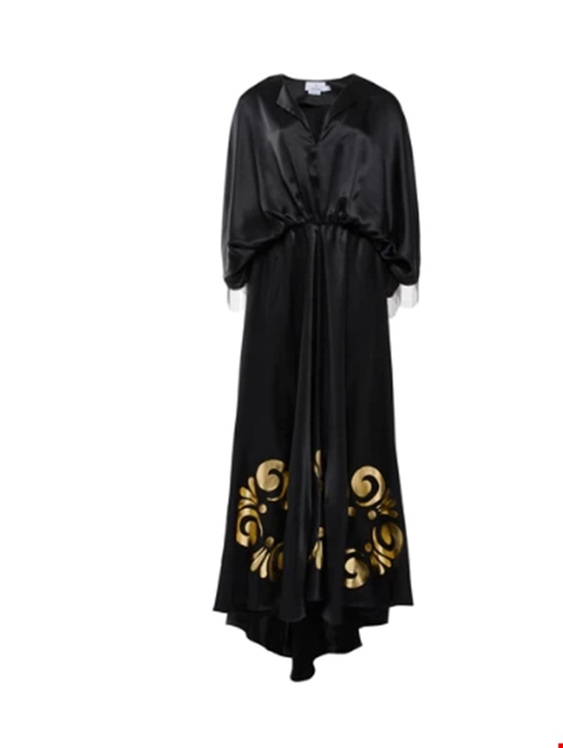 Iris Maxi Silk Dress Gold Kallos Themis Z