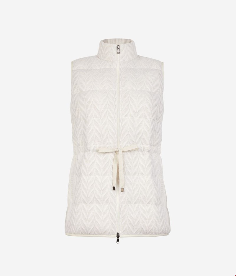 Αμάνικο πουπουλένιο μπουφάν από cashmere ψαροκόκαλο λαμέ Falconeri