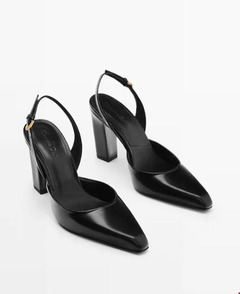 Μυτερές slingback γόβες με δερμάτινη όψη, Massimo Dutti