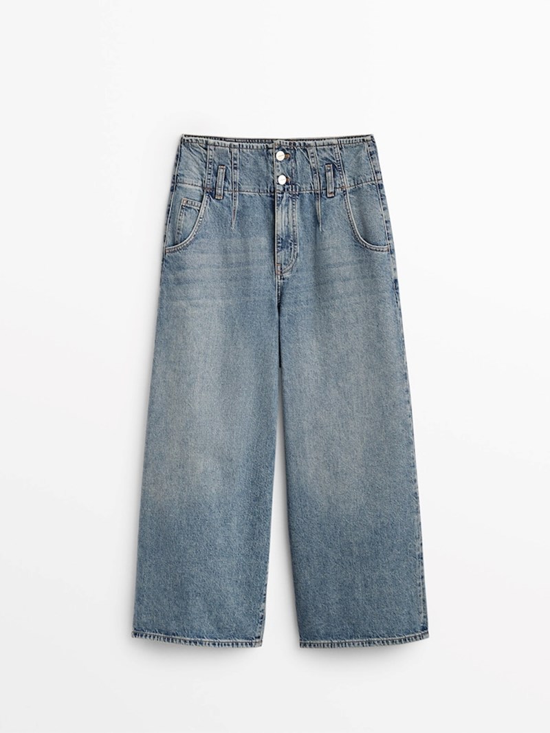 Φαρδύ τζιν παντελόνι culotte Massimo Dutti