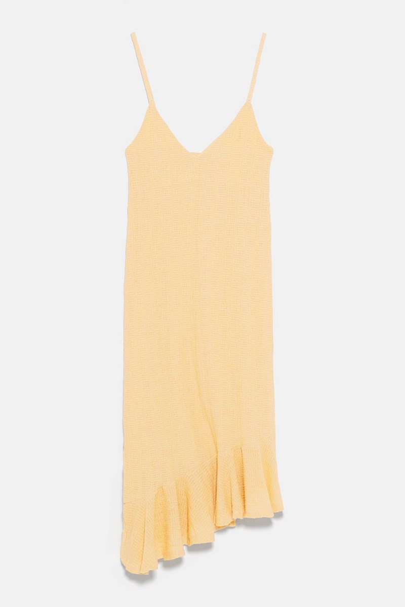 ασύμμετρο φόρεμα με λεπτές τιράντες, ZARA